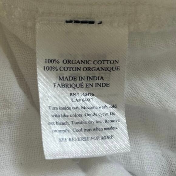 Faherty Women Short Sleeve Gauze Blouse Top Coastal Beach Vacation White Medium - Picture 6 of 9